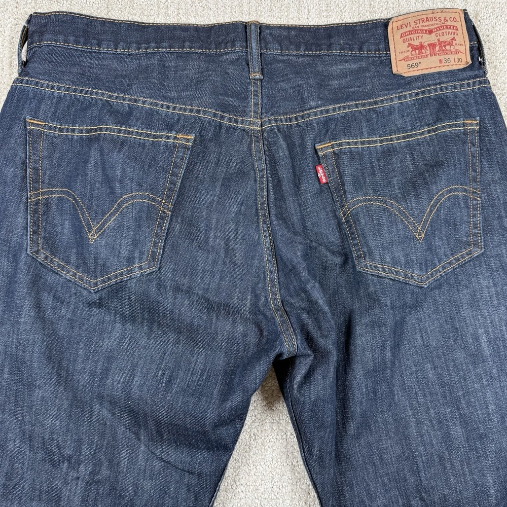Levi's 569 Men's 36x30 (Actual 36x28) Loose Straight Denim Blue Jeans Y2K Baggy - Picture 4 of 9